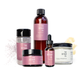 A full face ritual set with Body butter, Face toner, Face cream, Face oil, and Clay cleanser. The Detour Co. all natural, handmade products.