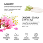 A refreshing botanical face toner designed to hydrate, soothe, and prep the skin after cleansing in a glass spray bottle.